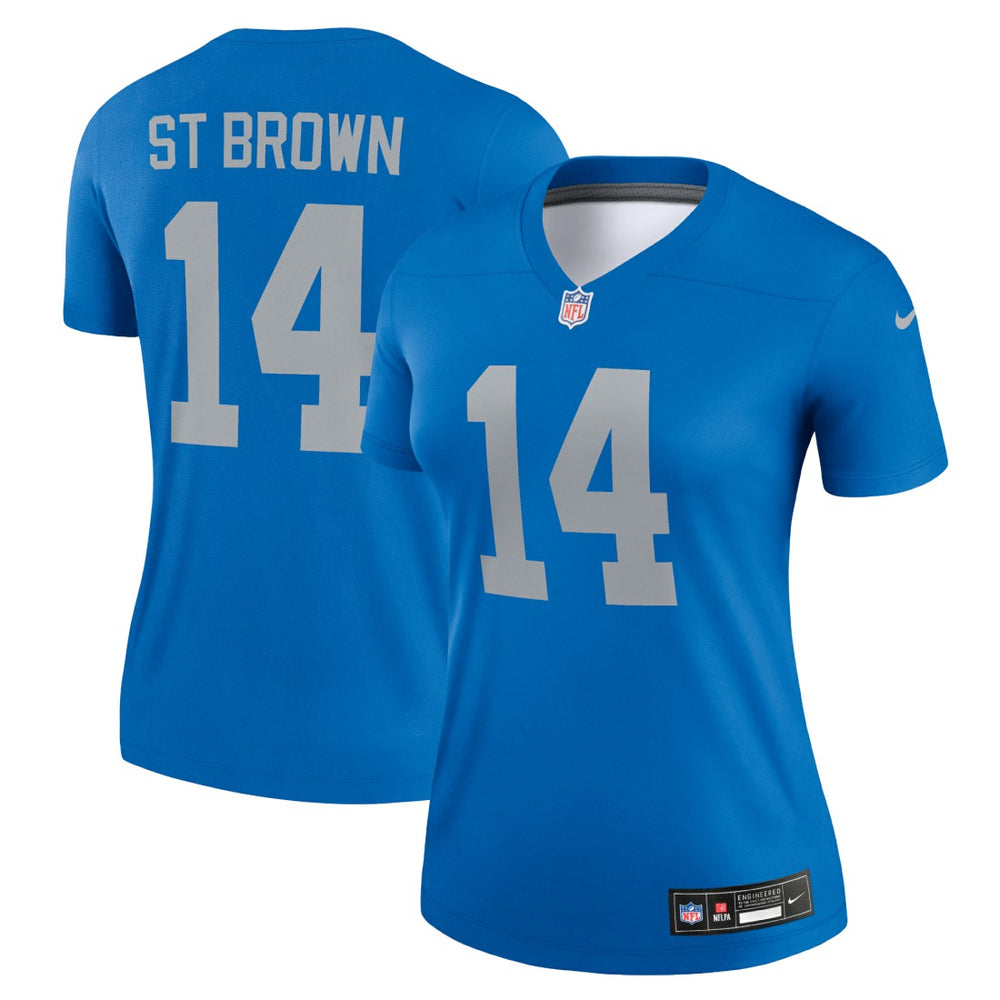 Amon-Ra St. Brown Detroit Lions Women's Alternate Legend Player Performance Top Blue | Nike for Sale