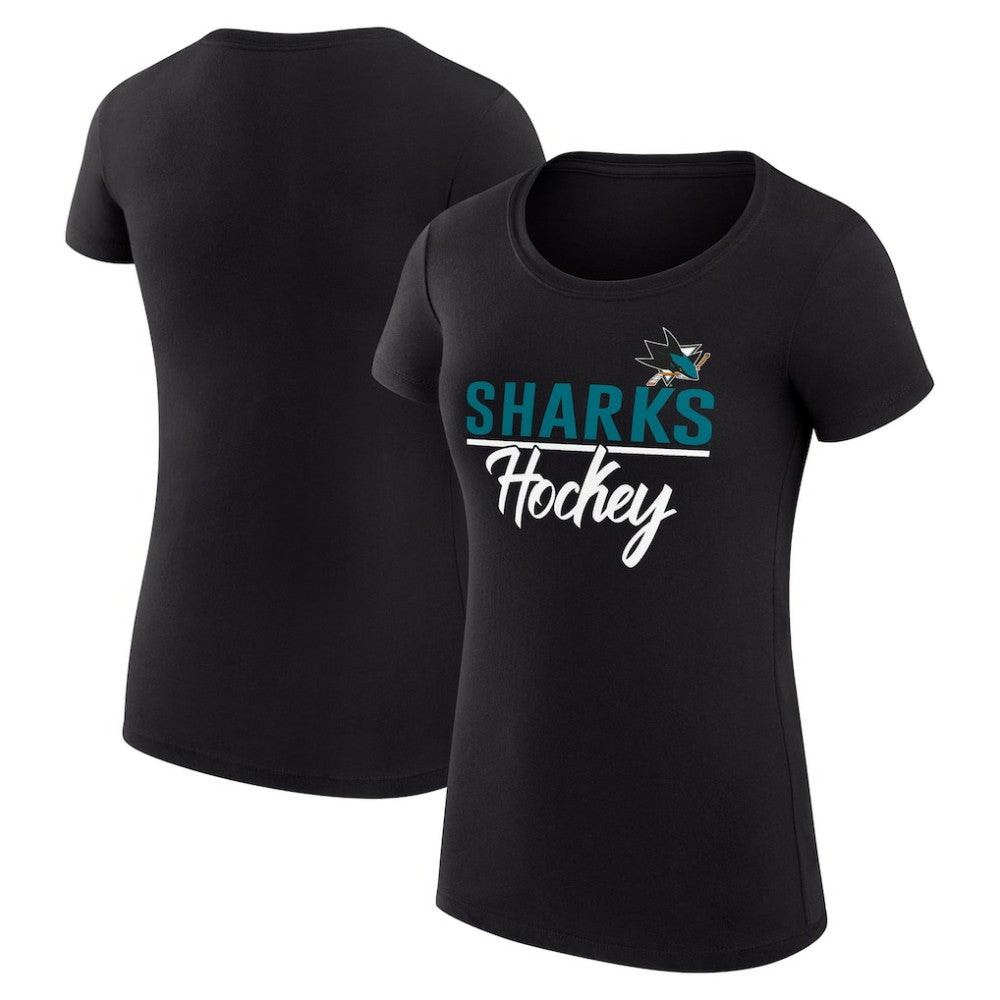 San Jose Sharks G-III 4Her by Carl Banks Women's Super-Slim Fit Lightweight Team Sport T-Shirt - Black - NHL