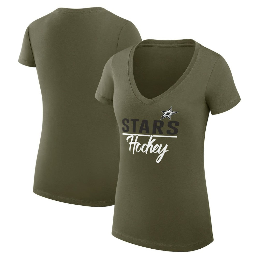 Dallas Stars G-III 4Her by Carl Banks Women's Super-Slim Fit Lightweight Team Sport V-Neck T-Shirt - Olive - NHL