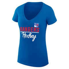 New York Rangers G-III 4Her by Carl Banks Women's Super-Slim Fit Lightweight Team Sport V-Neck T-Shirt - Blue - NHL