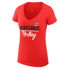 Carolina Hurricanes G-III 4Her by Carl Banks Women's Super-Slim Fit Lightweight Graphic V-Neck T-Shirt - Red - NHL