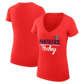 Florida Panthers G-III 4Her by Carl Banks Women's Super-Slim Fit Lightweight Graphic V-Neck T-Shirt - Red - NHL