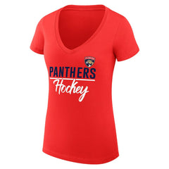 Florida Panthers G-III 4Her by Carl Banks Women's Super-Slim Fit Lightweight Graphic V-Neck T-Shirt - Red - NHL