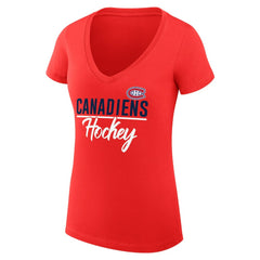 Montreal Canadiens G-III 4Her by Carl Banks Women's Super-Slim Fit Lightweight Graphic V-Neck T-Shirt - Red - NHL