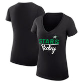 Dallas Stars G-III 4Her by Carl Banks Women's Super-Slim Fit Lightweight Graphic V-Neck T-Shirt - Black - NHL