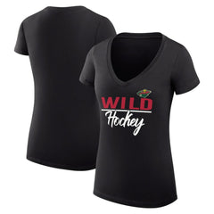 Minnesota Wild G-III 4Her by Carl Banks Women's Super-Slim Fit Lightweight Graphic V-Neck T-Shirt - Black - NHL