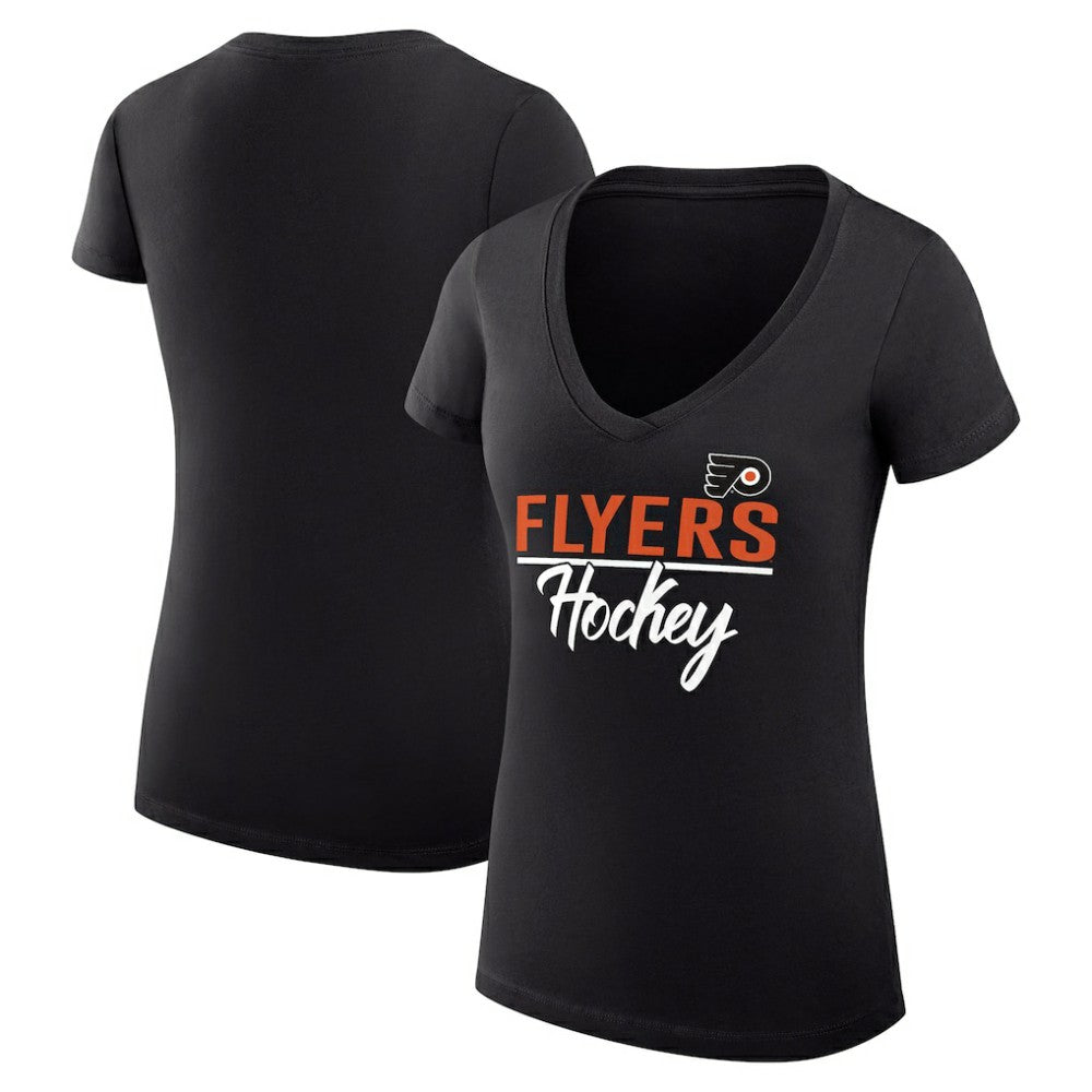 Philadelphia Flyers G-III 4Her by Carl Banks Women's Super-Slim Fit Lightweight Graphic V-Neck T-Shirt - Black - NHL