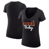 Philadelphia Flyers G-III 4Her by Carl Banks Women's Super-Slim Fit Lightweight Graphic V-Neck T-Shirt - Black - NHL