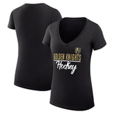 Vegas Golden Knights G-III 4Her by Carl Banks Women's Super-Slim Fit Lightweight Graphic V-Neck T-Shirt - Black - NHL