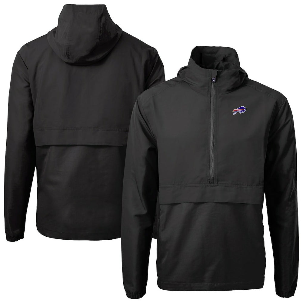 Buffalo Bills Cutter & Buck Charter Eco Recycled Anorak Half-Zip Jacket Black | NFL