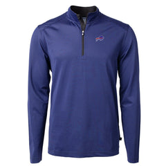 Buffalo Bills Cutter & Buck Virtue Eco Pique Micro Stripe Recycled Quarter-Zip Pullover Top Royal/Black | NFL