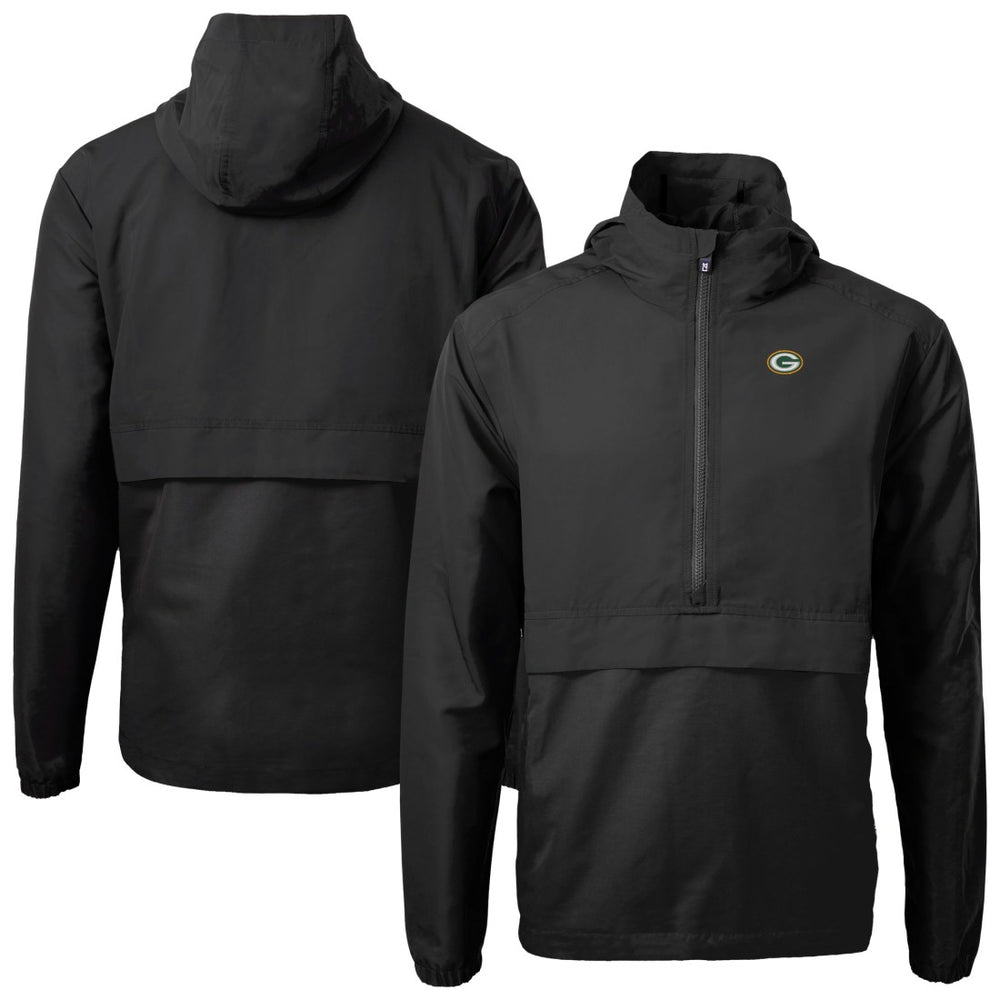 Green Bay Packers Cutter & Buck Charter Eco Recycled Anorak Half-Zip Jacket Black | NFL