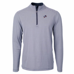 Detroit Lions Cutter & Buck Virtue Eco Pique Micro Stripe Recycled Quarter-Zip Pullover Top Navy/White | NFL