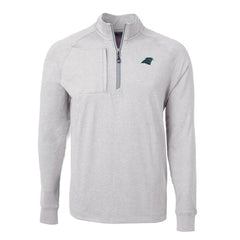 Carolina Panthers Cutter & Buck Adapt Eco Knit Quarter-Zip Pullover Top Heather Gray | NFL