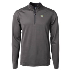 Green Bay Packers Cutter & Buck Virtue Eco Pique Micro Stripe Recycled Quarter-Zip Pullover Top Black/Gray | NFL