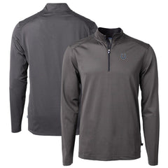 Indianapolis Colts Cutter & Buck Virtue Eco Pique Micro Stripe Recycled Quarter-Zip Pullover Top Black/Gray | NFL