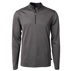 Indianapolis Colts Cutter & Buck Virtue Eco Pique Micro Stripe Recycled Quarter-Zip Pullover Top Black/Gray | NFL