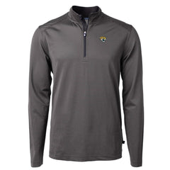 Jacksonville Jaguars Cutter & Buck Virtue Eco Pique Micro Stripe Recycled Quarter-Zip Pullover Top Black/Gray | NFL