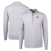 Jacksonville Jaguars Cutter & Buck Virtue Eco Pique Micro Stripe Recycled Quarter-Zip Pullover Top Gray/White | NFL
