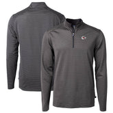Kansas City Chiefs Cutter & Buck Virtue Eco Pique Micro Stripe Recycled Quarter-Zip Pullover Top Black/Gray | NFL