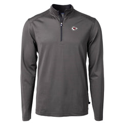 Kansas City Chiefs Cutter & Buck Virtue Eco Pique Micro Stripe Recycled Quarter-Zip Pullover Top Black/Gray | NFL