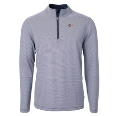 Kansas City Chiefs Cutter & Buck Virtue Eco Pique Micro Stripe Recycled Quarter-Zip Pullover Top Navy/White | NFL