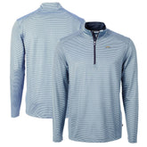 Los Angeles Chargers Cutter & Buck Virtue Eco Pique Micro Stripe Recycled Quarter-Zip Pullover Top Powder Blue/Navy | NFL