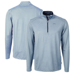 Los Angeles Chargers Cutter & Buck Virtue Eco Pique Micro Stripe Recycled Quarter-Zip Pullover Top Powder Blue/Navy | NFL
