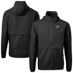 Philadelphia Eagles Cutter & Buck Charter Eco Recycled Anorak Half-Zip Jacket Black | NFL