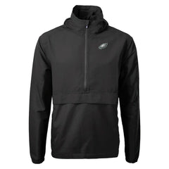 Philadelphia Eagles Cutter & Buck Charter Eco Recycled Anorak Half-Zip Jacket Black | NFL