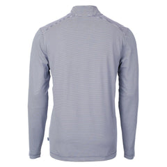 New Orleans Saints Cutter & Buck Virtue Eco Pique Micro Stripe Recycled Quarter-Zip Pullover Top Navy/White | NFL
