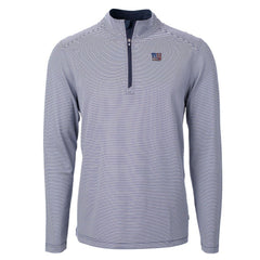 New York Giants Cutter & Buck Virtue Eco Pique Micro Stripe Recycled Quarter-Zip Pullover Top Navy/White | NFL