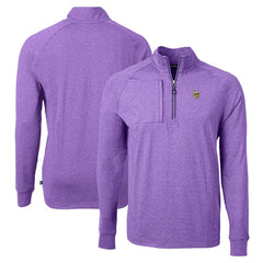 Minnesota Vikings Cutter & Buck Adapt Eco Knit Quarter-Zip Pullover Top Heather Purple | NFL
