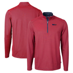 Pittsburgh Steelers Cutter & Buck Virtue Eco Pique Micro Stripe Recycled Quarter-Zip Pullover Top Red/Navy | NFL
