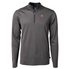 San Francisco 49ers Cutter & Buck Virtue Eco Pique Micro Stripe Recycled Quarter-Zip Pullover Top Black/Gray | NFL