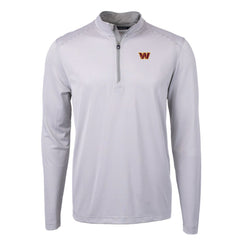 Washington Commanders Cutter & Buck Virtue Eco Pique Micro Stripe Recycled Quarter-Zip Pullover Top Gray/White | NFL
