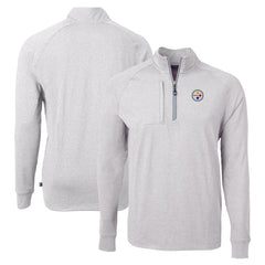 Pittsburgh Steelers Cutter & Buck Adapt Eco Knit Quarter-Zip Pullover Top Heather Gray | NFL
