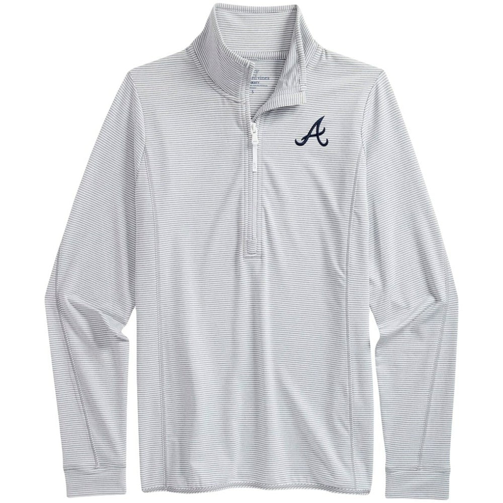 Atlanta Braves Vineyard Vines Women's Microstripe Sankaty Half-Zip Top - MLB