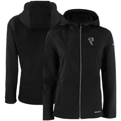 Atlanta Falcons Cutter & Buck Women's Evoke Eco Softshell Recycled Full-Zip Hooded Jacket Black | NFL