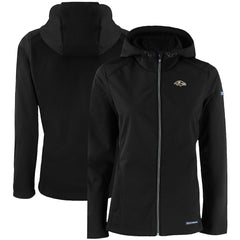 Baltimore Ravens Cutter & Buck Women's Evoke Eco Softshell Recycled Full-Zip Hooded Jacket Black | NFL