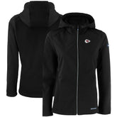 Kansas City Chiefs Cutter & Buck Women's Evoke Eco Softshell Recycled Full-Zip Hooded Jacket Black | NFL