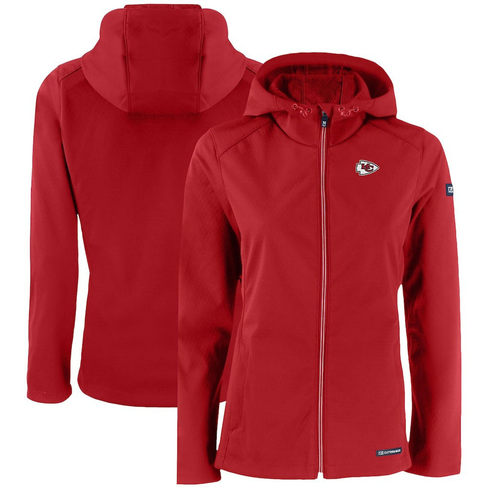 Kansas City Chiefs Cutter & Buck Women's Evoke Eco Softshell Recycled Full-Zip Hooded Jacket Red | NFL