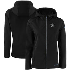 Las Vegas Raiders Cutter & Buck Women's Evoke Eco Softshell Recycled Full-Zip Hooded Jacket Black | NFL