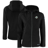 Miami Dolphins Cutter & Buck Women's Evoke Eco Softshell Recycled Full-Zip Hooded Jacket Black | NFL