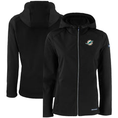 Miami Dolphins Cutter & Buck Women's Evoke Eco Softshell Recycled Full-Zip Hooded Jacket Black | NFL