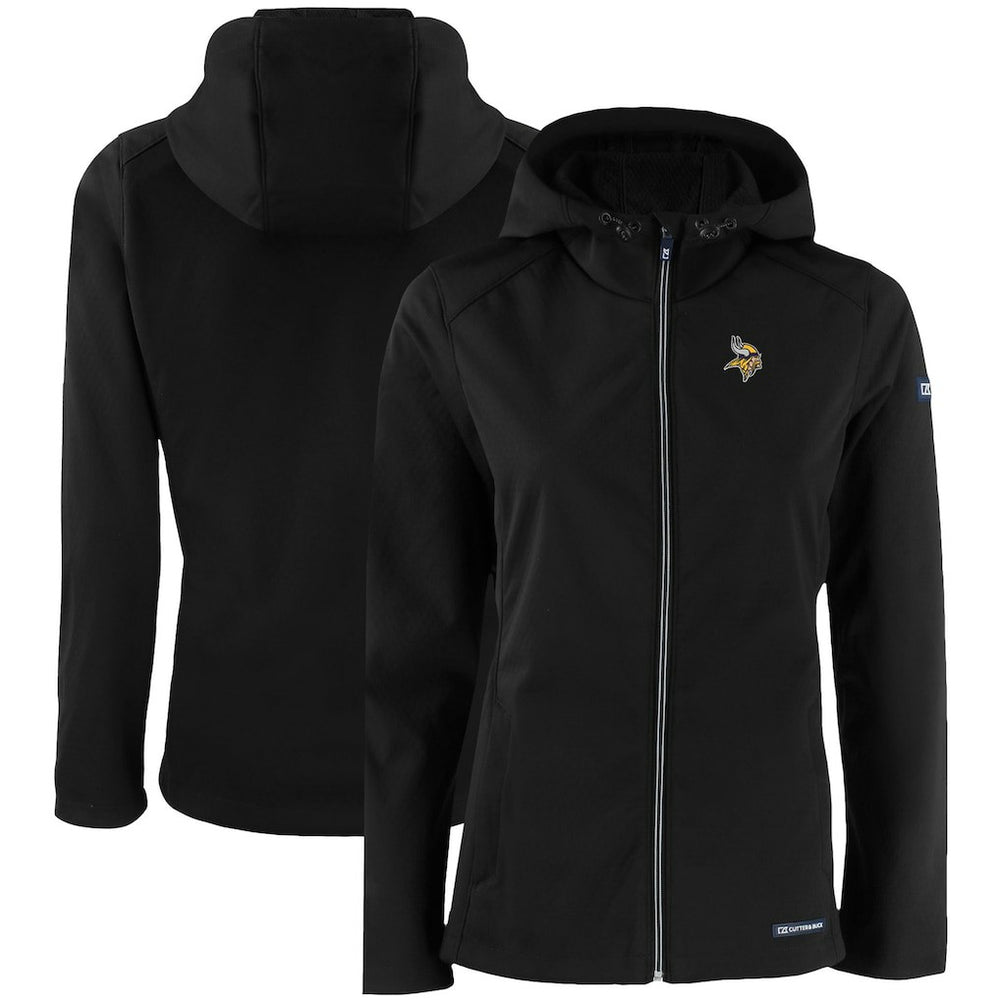 Minnesota Vikings Cutter & Buck Women's Evoke Eco Softshell Recycled Full-Zip Hooded Jacket Black | NFL