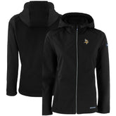 Minnesota Vikings Cutter & Buck Women's Evoke Eco Softshell Recycled Full-Zip Hooded Jacket Black | NFL