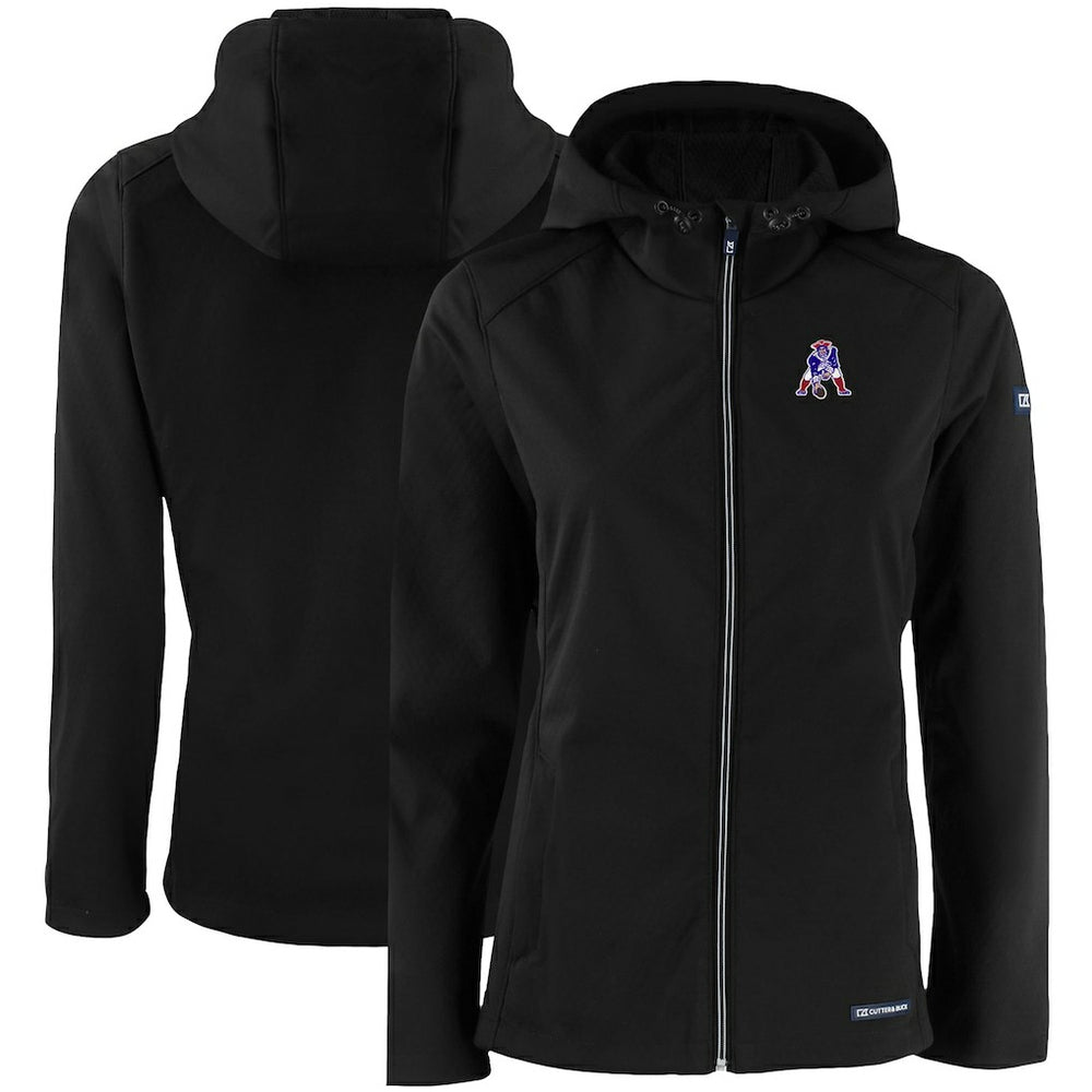 New England Patriots Cutter & Buck Women's Evoke Eco Softshell Recycled Full-Zip Hooded Jacket Black | NFL