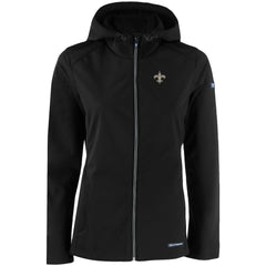 New Orleans Saints Cutter & Buck Women's Evoke Eco Softshell Recycled Full-Zip Hooded Jacket Black | NFL
