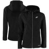 Philadelphia Eagles Cutter & Buck Women's Evoke Eco Softshell Recycled Full-Zip Hooded Jacket Black | NFL